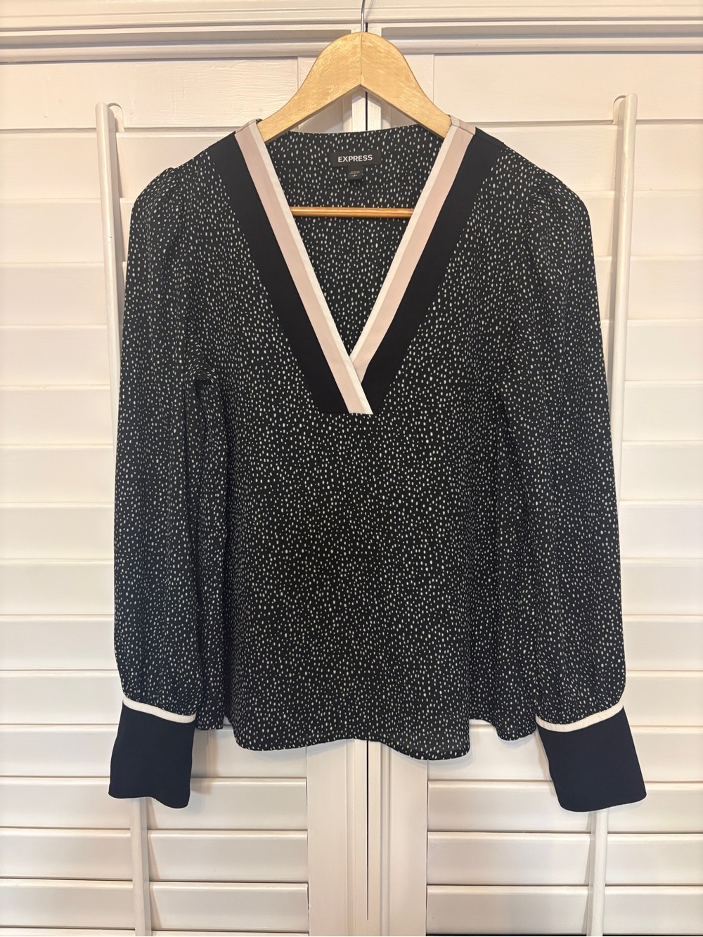Express Black And White Dot Blouse Size Small